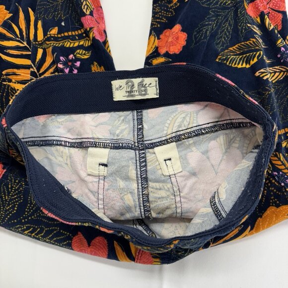 We The Free People Floral Corduroy Flare Pants Pull On Low Rise Size 26 - Picture 5 of 8